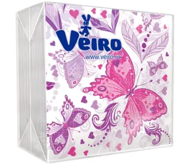 Veiro салфетки однослойные с рисунком бабочки 24*24 50 листов 