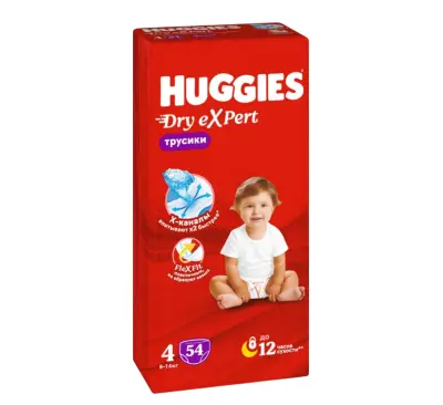 Huggies dry expert 4 l 9-14 кг трусики подгузники 54 шт 