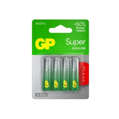 GP батарейки super alkaline АA/LR6 3+1 шт 15А 