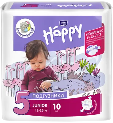 Подгузники для детей BELLA Happy Junior 10 шт, вес 12-25 кг (5 мес) 