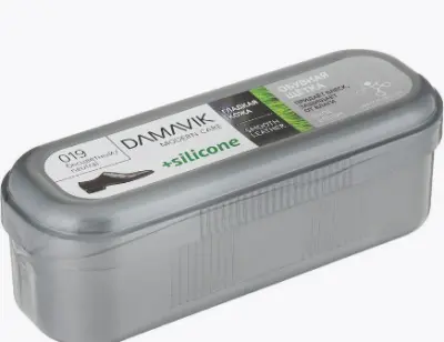 DАМАVІК обувная щетка SILICONE бесцветная губка с пропиткой в футляре 
