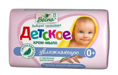 ВЕСНА детское крем мыло увлажняющее с овсяным молочком 90г 