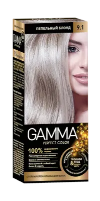 Gamma Perfect Hair стойкая крем краска тон 9.1 пепельный блонд 