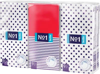 BELLA Носовые платочки bella №1 четырехслойные, 9 шт. х 6 шт.уп. (Сибирь) 