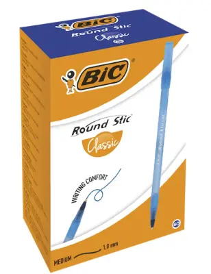 BIC ручка шариковая round stic  синяя преп 1шт кор 30шт 