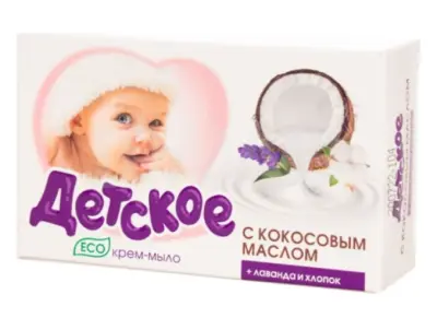 ВЕСНА Туалетное крем-мыло твердое  «Детское» кокос, лаванда, хлопок,  90г 