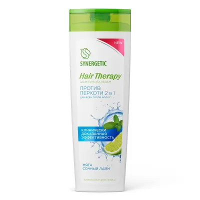 Synergetic шампунь бальзам против перхоти 2 в 1 hair therapy 400 мл 