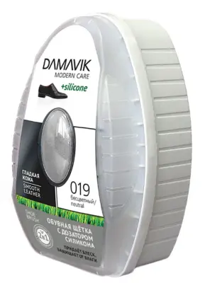 DАМАVІК обувная щетка с дозатором силикона бесцветная губка с пропиткой в футляре 6мл 