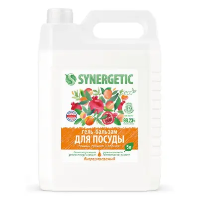 Synergetic биоразлагаемый гель бальзам для мытья посуды и детских игрушек сочный гранат и абрикос 5 л 