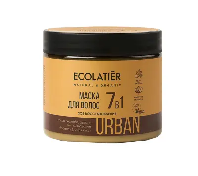 Ecolatier маска для волос SOS восстановление 7 в 1 какао и жожоба 380 мл 