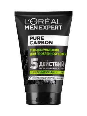 L`OREAL MEN  Гель д/умывания Чёрный уголь, 100 мл 