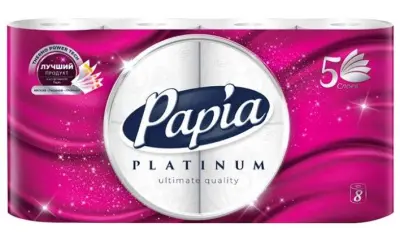 Hayat papia platinum туалетная бумага белая  пятислойная 8 шт 