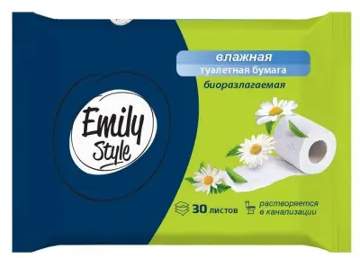 Emily Style влажнаятуалетная бумага растворяющаяся 30шт 