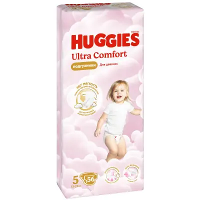 Huggies ultra comfort 5 12-22 кг подгузники 56 шт для девочек 