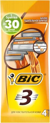 BIC Станки одноразовые BIC 3 Sensitive (4шт.) с тремя лезвиями 