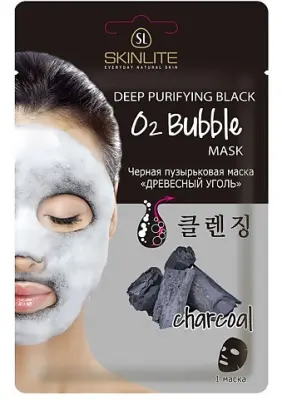 Skinlate черная пузырьковая маска  древесный уголь 