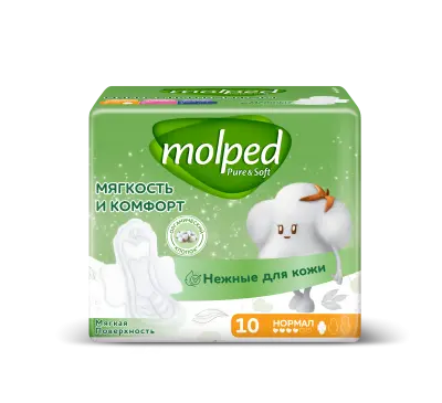 Molped ультратонкие прокладки pure soft с крылышками нормал 10шт 