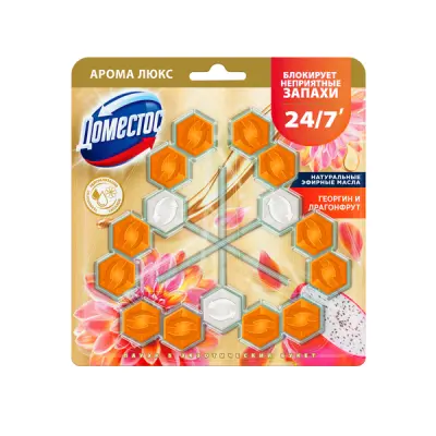 Доместос арома люкс трио арома блок для очищения унитаза экзотический букет блокировка неприятного запаха 3 x 50 гр 