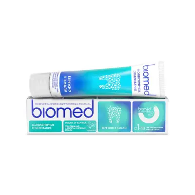 Biomed healthywhite инновационная зубная паста защита от кариеса отбеливание и восстановление эмали лесная мята 65 г 