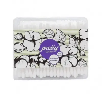 Pretty cotton ватные палочки 200 шт квадрат 