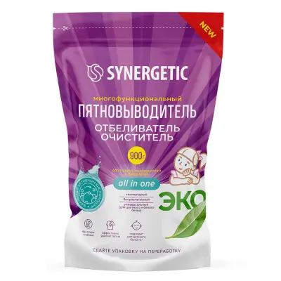 Synergetic кислородный многофункциональный отбеливатель пятновыводитель для тканей и поверхностей 0,9 кг дой пак 