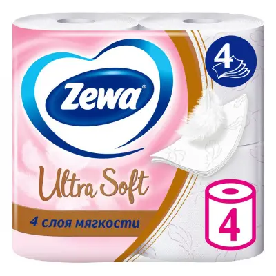 Zewa туалетная бумага ultra soft 4 х сл 4 рул 