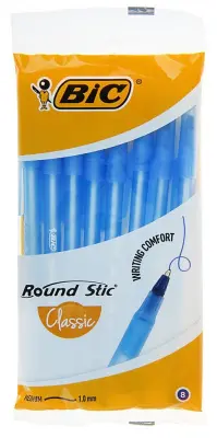 BIC Ручка Раунд Стик , средняя линия, син, (пак. 8шт) 
