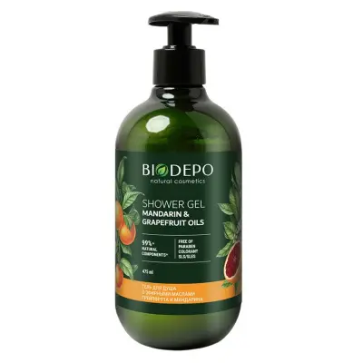 Biodepo гель для душа натуральный с эфирными маслами грейпфрута и мандарина 475 мл 
