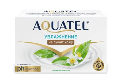 AQUATEL крем мыло твердое зеленый чай матча 90 г в пачке 