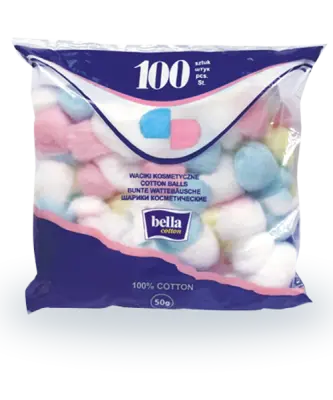 BELLA Шарики ватные BELLA COTTON цветные 100шт 