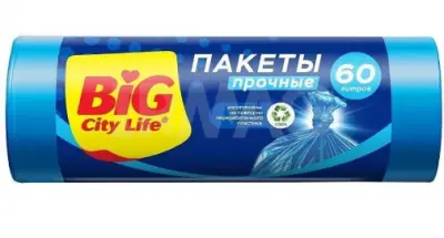 BIG City Пакеты для мусора HD 58*77 см 60л синие 20 шт 