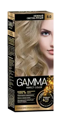 Gamma Perfect Hair стойкая крем краска тон 8.0 нежный светло русый 