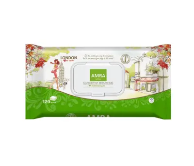 Amra travel салфетки влажные освежающие london 120 шт 