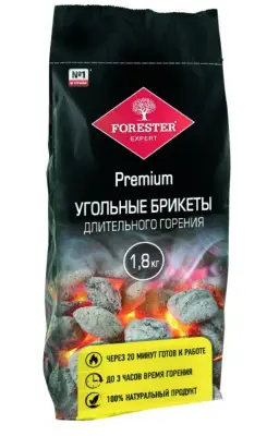Forester брикеты древесно-угольные длит горения с роллом для розжига 1,8кг 