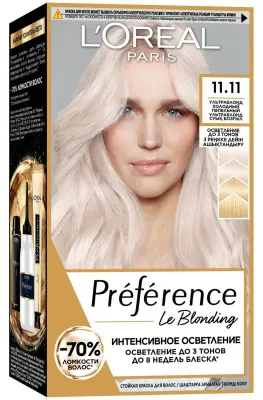 L'oreal Preference краска для волос 11.11 ультраблонд пепельный 