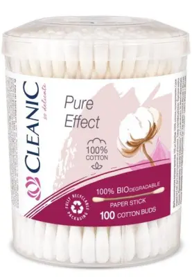 Cleanic Pure Effect ватные палочки гигиенические в круглой коробке 100шт 