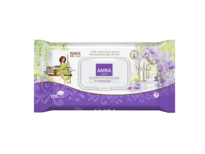Amra travel салфетки влажные освежающие paris 120 шт 