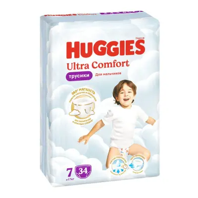 Huggies ultra comfort 7 -17 кг трусики подгузники 34 шт для мальчиков 