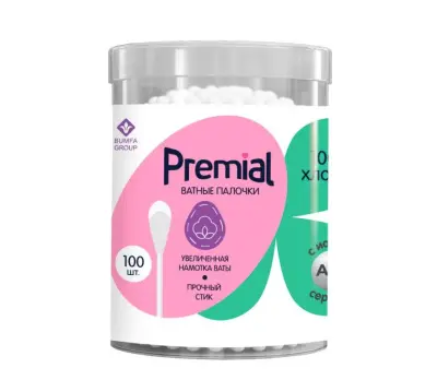 Premial classic ватные палочки в банке цилиндр 100 шт 