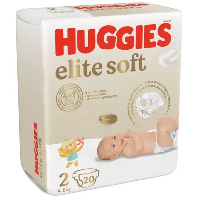Huggies Elite Soft подгузники для новорожденных 4-6 кг 2 размер 20 шт 