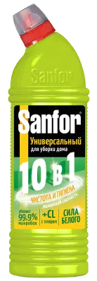 Sanfor Universal средство для чистки и дезинфекции 10 в1 лимонная свежесть 750 мл 