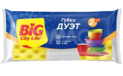 BIG City Губки кухонные профилированные Дуэт 2+1 шт 