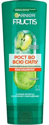 Fructis бальзам ополаскиватель рост во всю силу укрепляющий для ослабленных волос склонных к выпадению с экстрактом яблока и ниацином 387 мл 