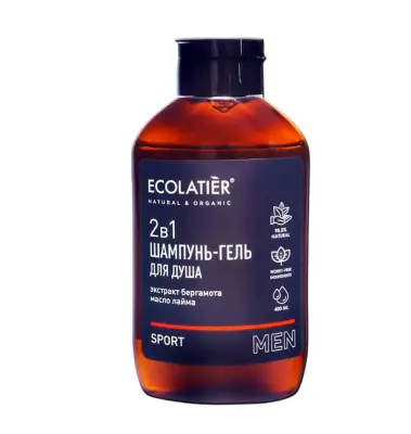 Ecolatier мужской шампунь и гель для душа 2 в 1 sport  400 мл 