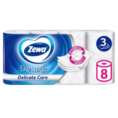 Zewa туалетная бумага deluxe 3 х слойная белая 8 шт 