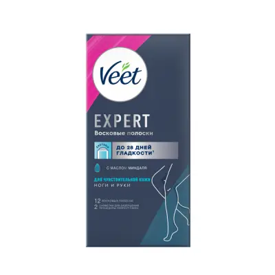 Veet Expert восковые полоски для чувствительной кожи 12 шт 