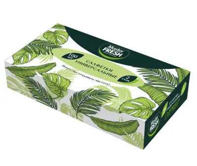 Master FRESH салфетки бумажные в коробочке 100 шт сложение нон стоп вытяжные 