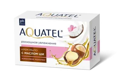 AQUATEL крем мыло твердое кокосовое молочко масло ши 90 г 