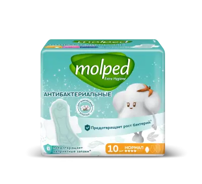 Hayat Molped прокладки женские антибактериальные c крылышками нормал 10 шт 
