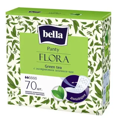 Bella прокладки ежедневные panty flora green tea 70 шт уп с экстрактом зеленого чая 